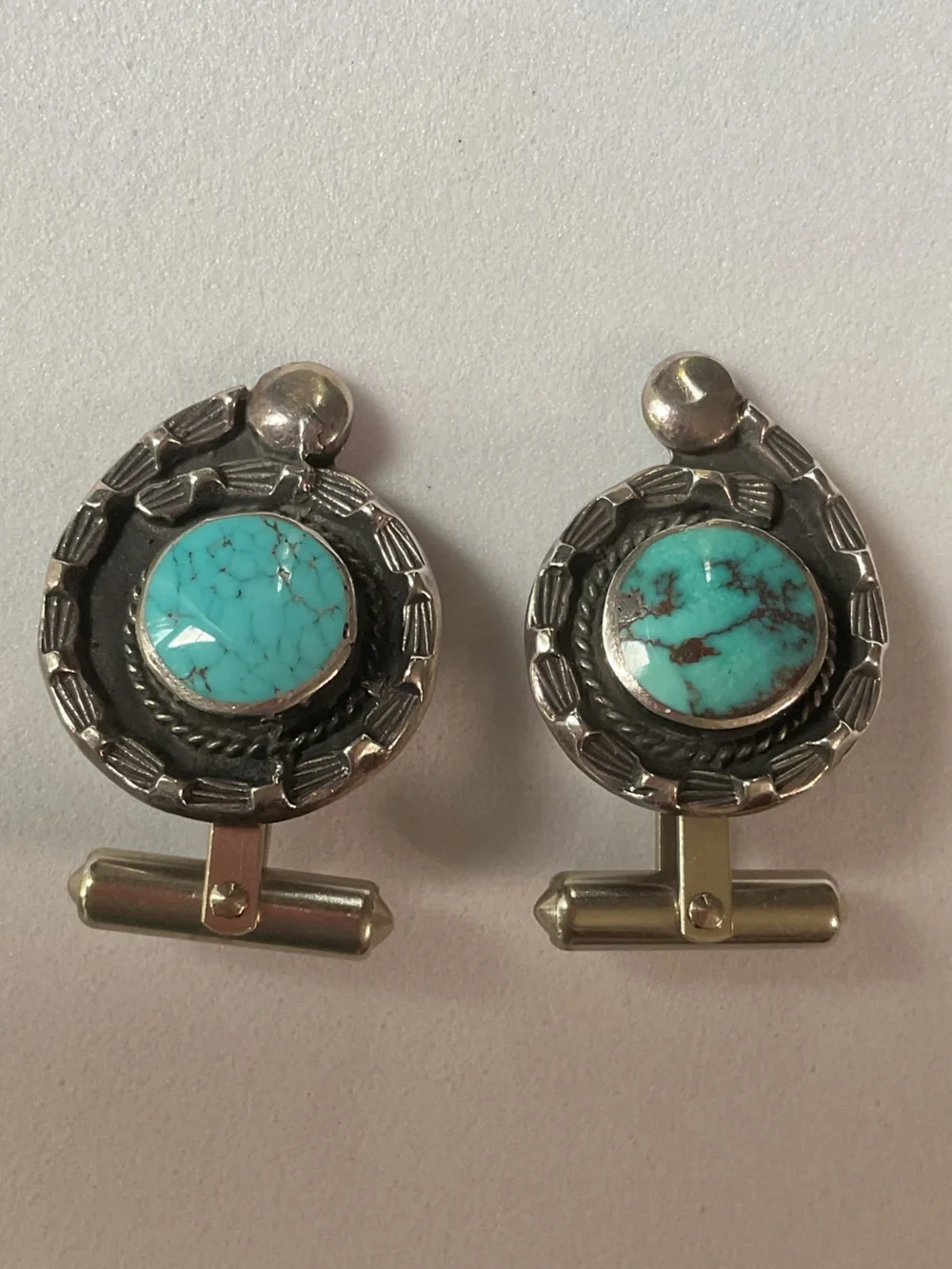 Vintage Sterling Turquoise Native American CuffLinks